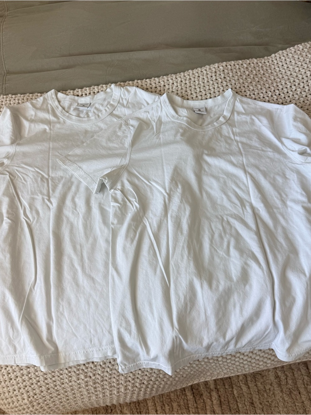 2 Classic White Crewneck T-Shirts - Men's